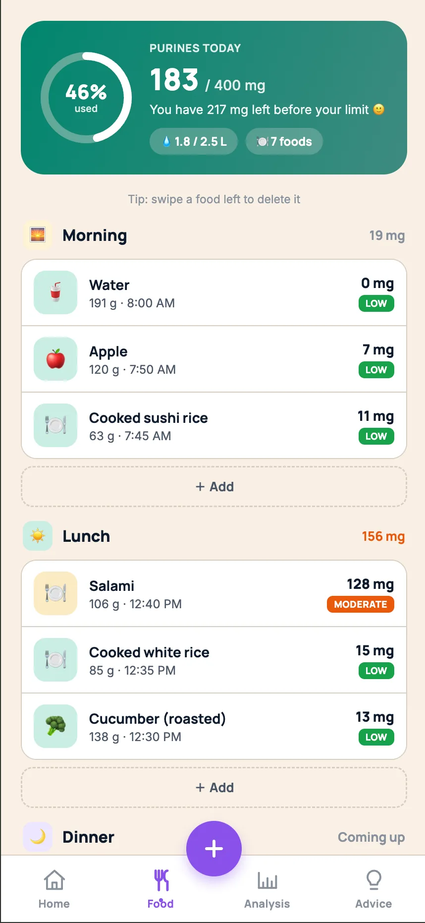 Diario de alimentos