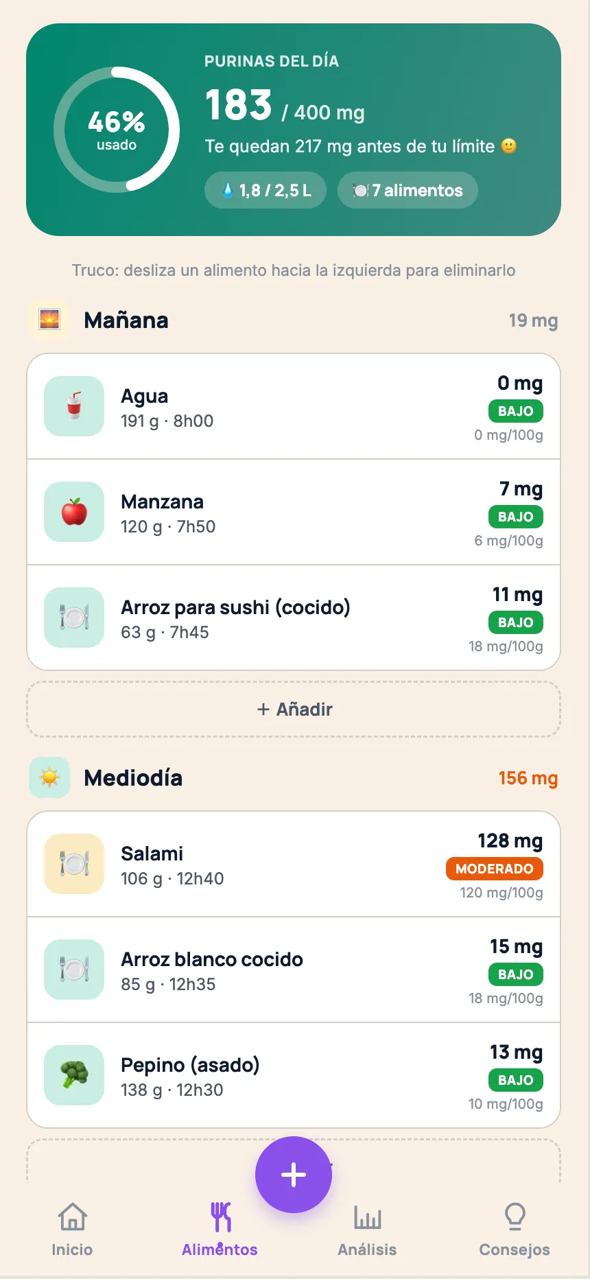 Diario de alimentos