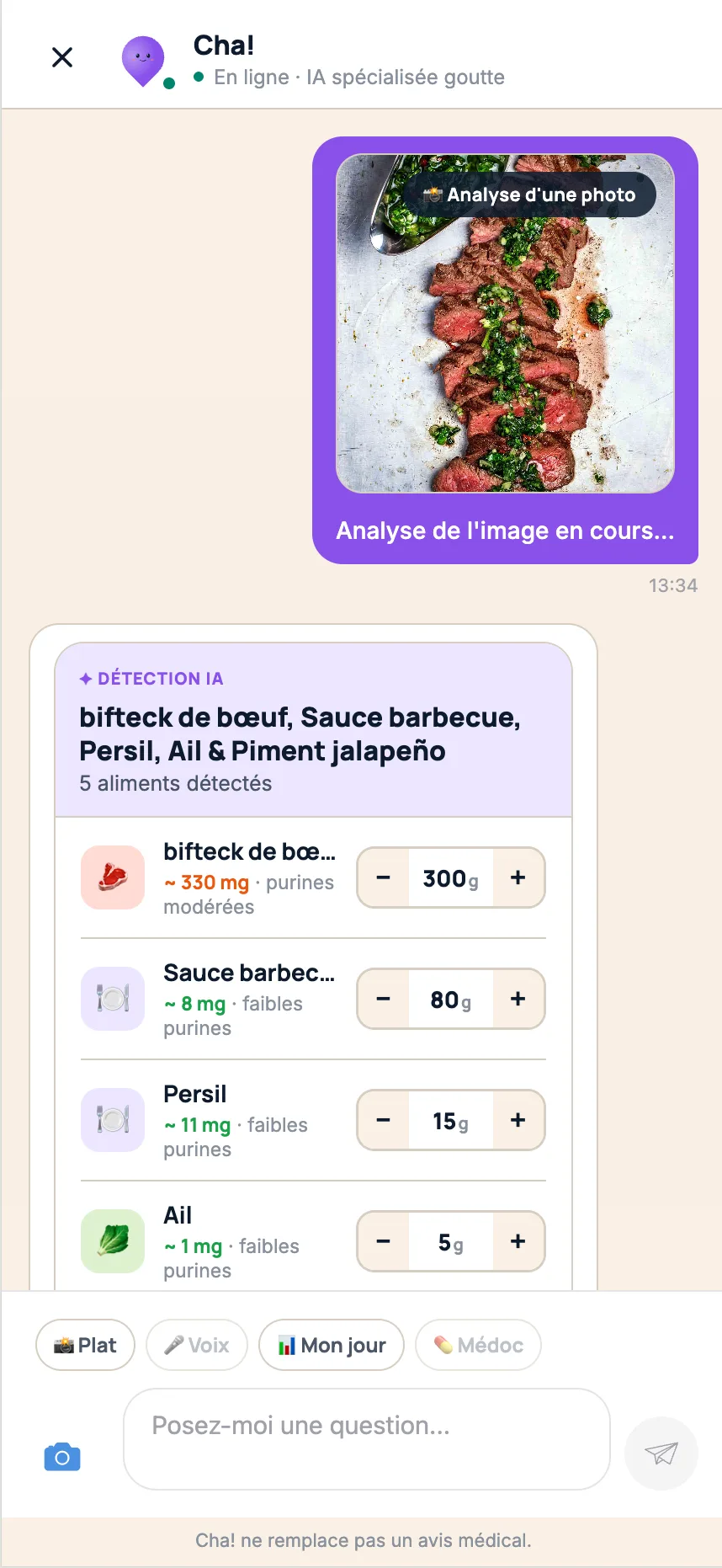 Scan IA d'un plat